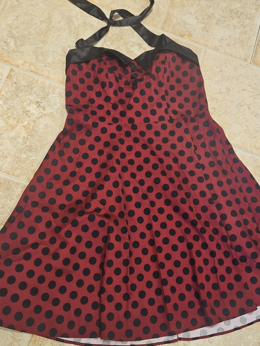 Women's Red Polka Dot Halter Dress